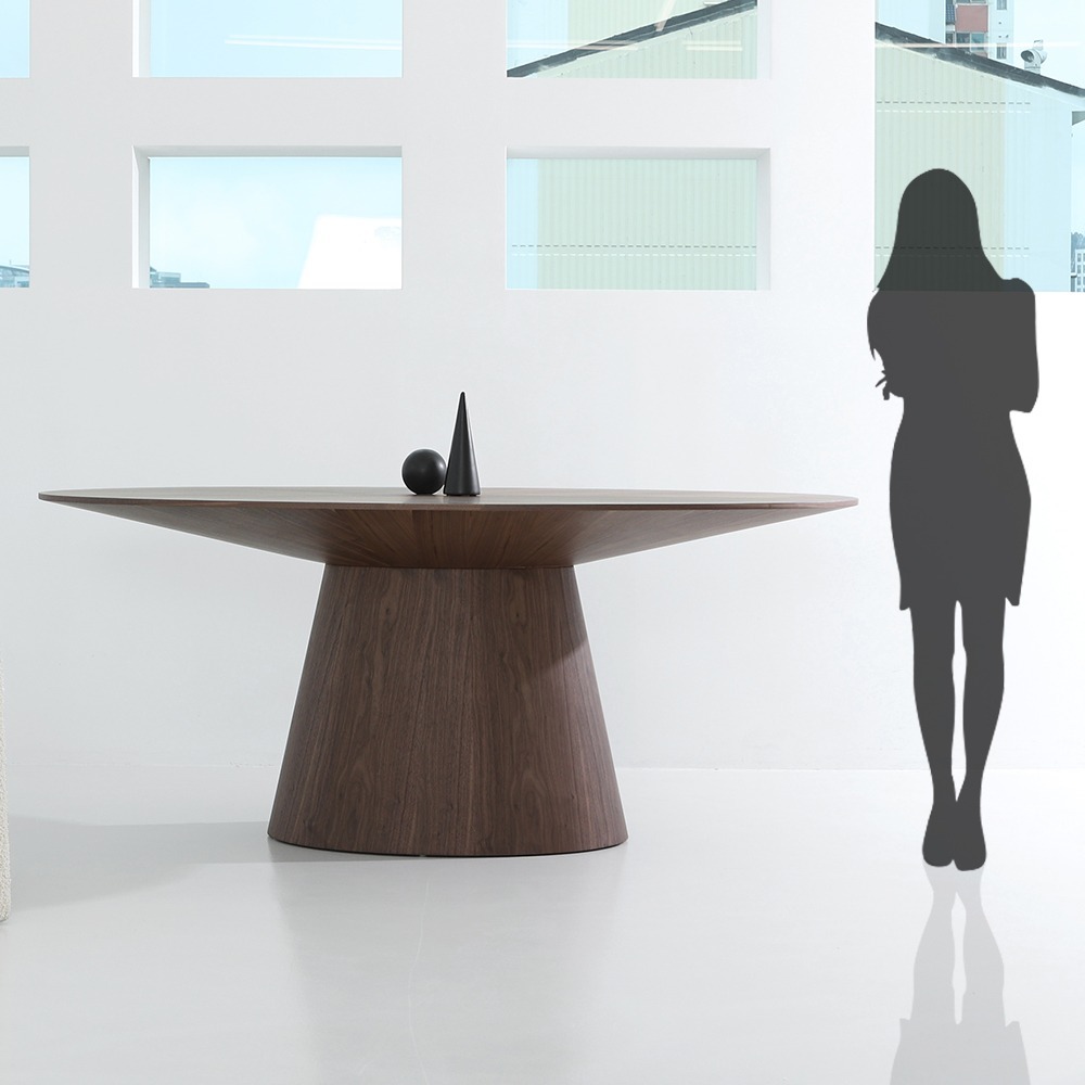 우노 오벌 테이블 1800X1000 대형 천연무늬목 고급 식탁 카페 디자인 인테리어