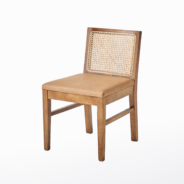토카스체어 원목 천연라탄 PU가죽 카페 인테리어 디자인 의자