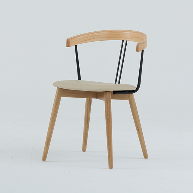 마린체어 오크원목 PU방석 철제 인테리어 카페 디자인 의자