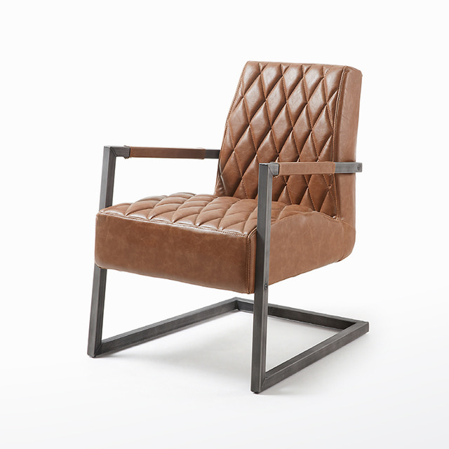트레일체어 철제 PU가죽 카페 인테리어 디자인 서재 의자