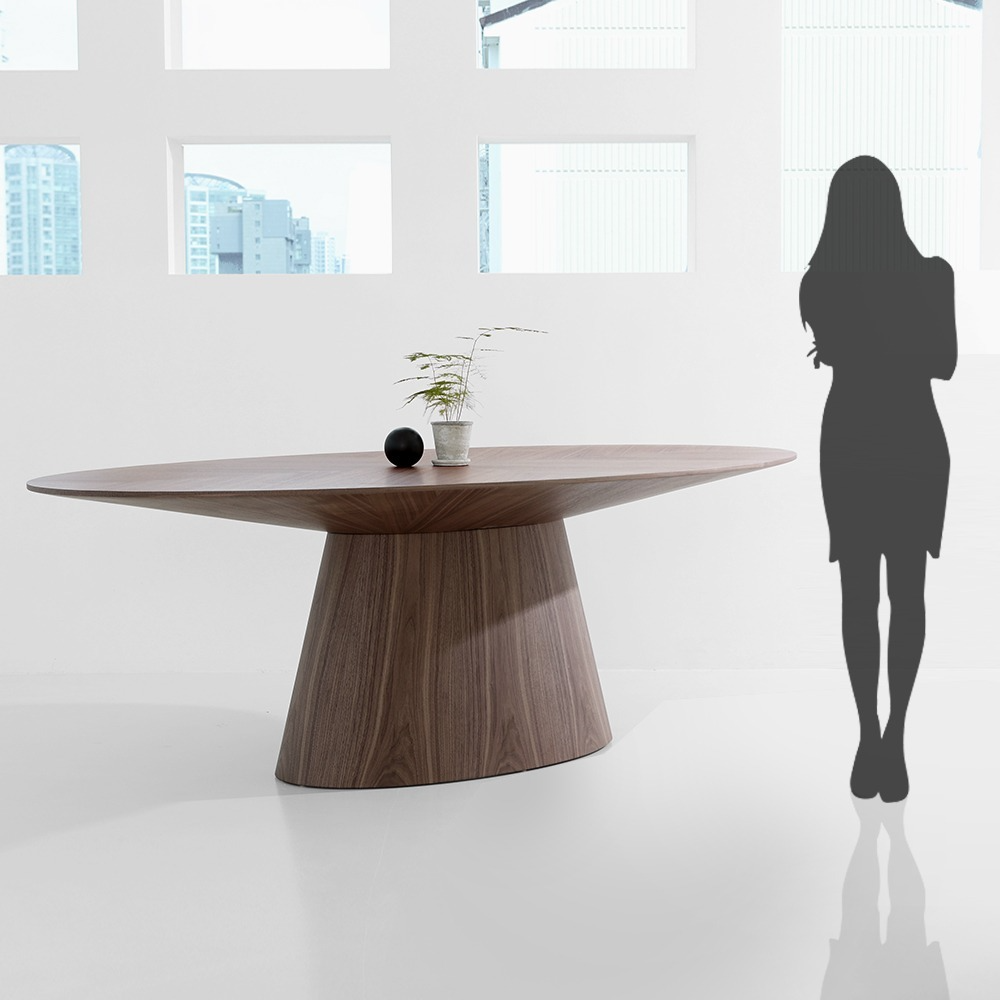 우노 오벌 테이블 2200X1150 대형 천연무늬목 고급 식탁 카페 디자인 인테리어
